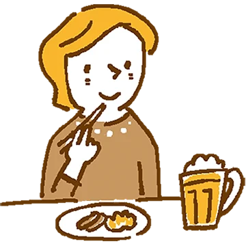 イラスト：食べながら飲む