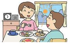 イラスト：朝食をとる
