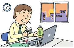 イラスト：「遅い夕食・夜食」に注意