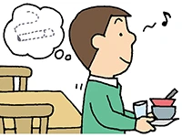 イラスト：早めに席を立つ